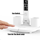 Multifunctional Desk Clock 4 Heads LED Eye Protection Desk Lamp with Intelligent Display Touch Control 80LEDs 3 Light Modes Stepless Dimming USB Rechargeable Design for Office Home Reading