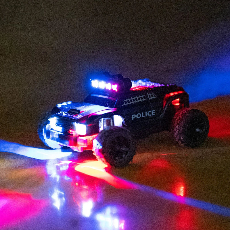 Turbo Racing C82 RTR 1/76 2.4G Mini RC Car Police Off-Road Truck LED Lights Full Proportional Vehicles Model Kids Children Toys