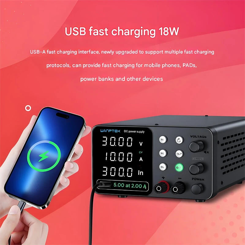 WANPTEK DC Power Supply TPS-C1203 0-120V 0-3A 360W 300W 150W Adjustable Regulated Power Supply USB Fast Charge Overcurrent Protection Digital Display