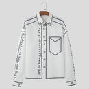 INCERUN Mens Comic Style Print Long Sleeve Shirt Fashion Funny Line Lapel Top for Male
