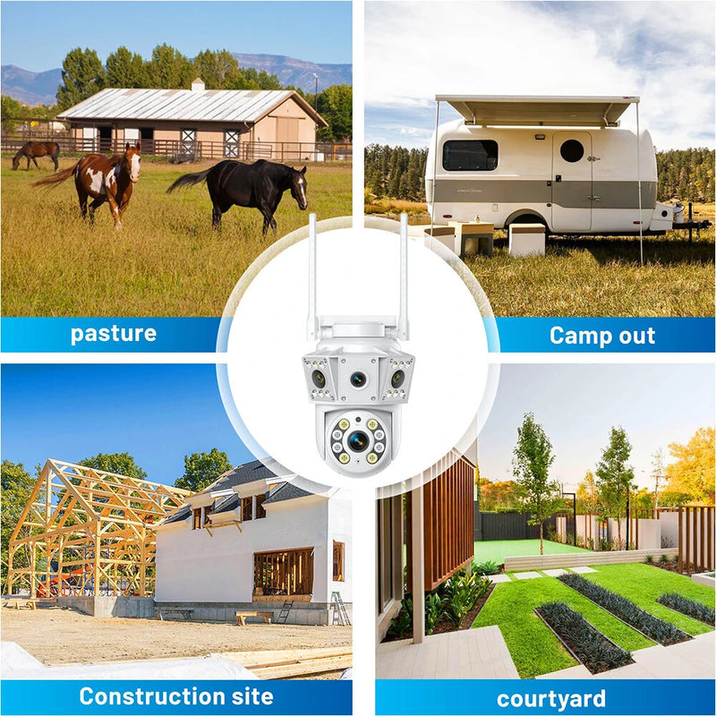 K30 2-Lens WIFI IP Camera 1080P Full Color Outdoor Waterproof Night Vision WiFi Surveillance Camera 1920x1080 360-degree 2MP PTZ Home Security System Camera