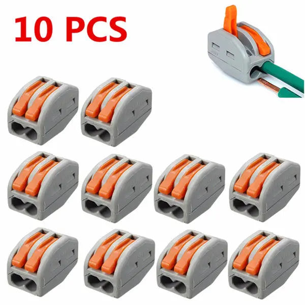 Excellway ET20 10Pcs 2 Pins Spring Lever Terminal Block Electric Cable Wire Connector