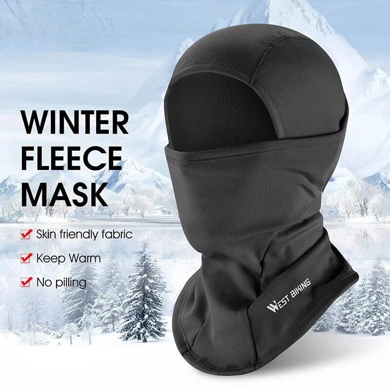 WEST BIKING Cycling Cap Winter Warm Running Scarf Large Size Balaclava Velvet Bike Full Face Cover Headwear Climbing Fishing Skating Hat