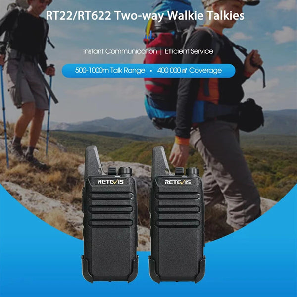 2pcs/Pack Retevis RT22/RT622 Mini Walkie Talkie VOXFunction USB PMR 446 FRS 462 License-free Portable Two Way Radios Station for Restaurant Retail
