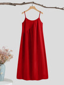 VONDA Plus Size Womens Long Dress Casual Sleeveless Solid Summer Long Maxi Dress