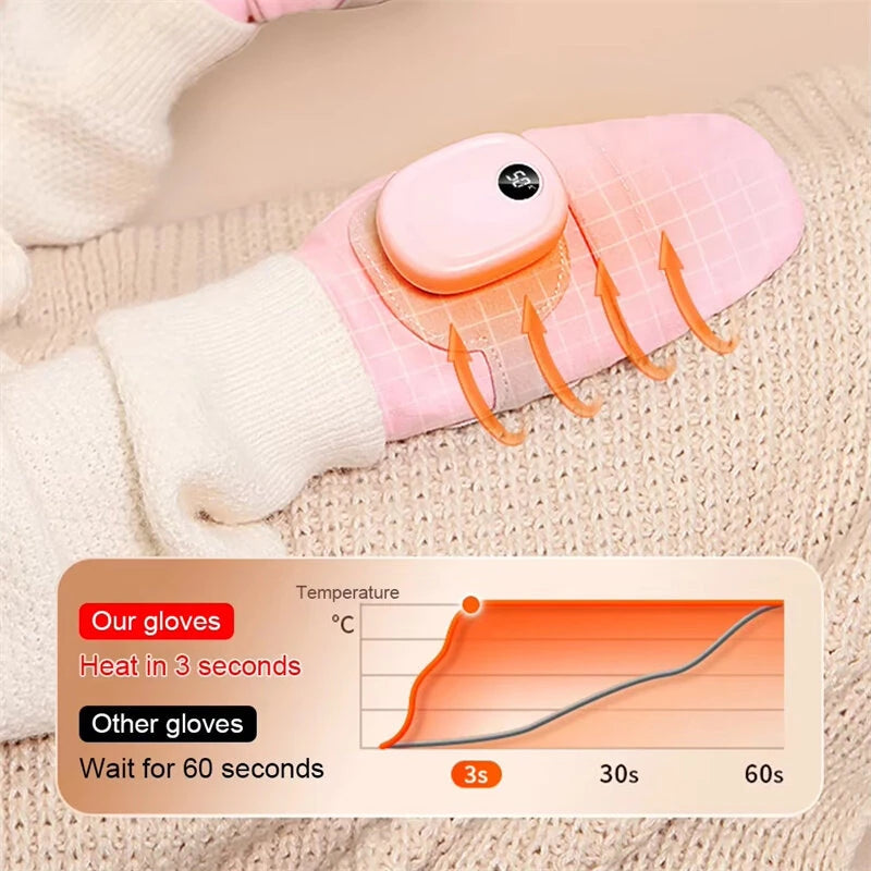 TENGOO Electric Heating Gloves USB Rechargeable 3 Speed Temperature Warm Waterproof Winter Outdoor Travel Gloves