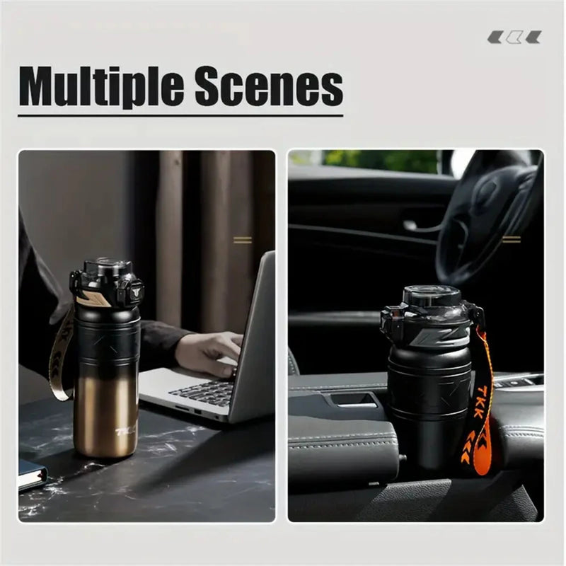 TKK SUS316 700ml Thermos Bottle Large Capacity Vaccum Cup Cold Insulation Portable Strap with Tea Flitter Thermal Flask