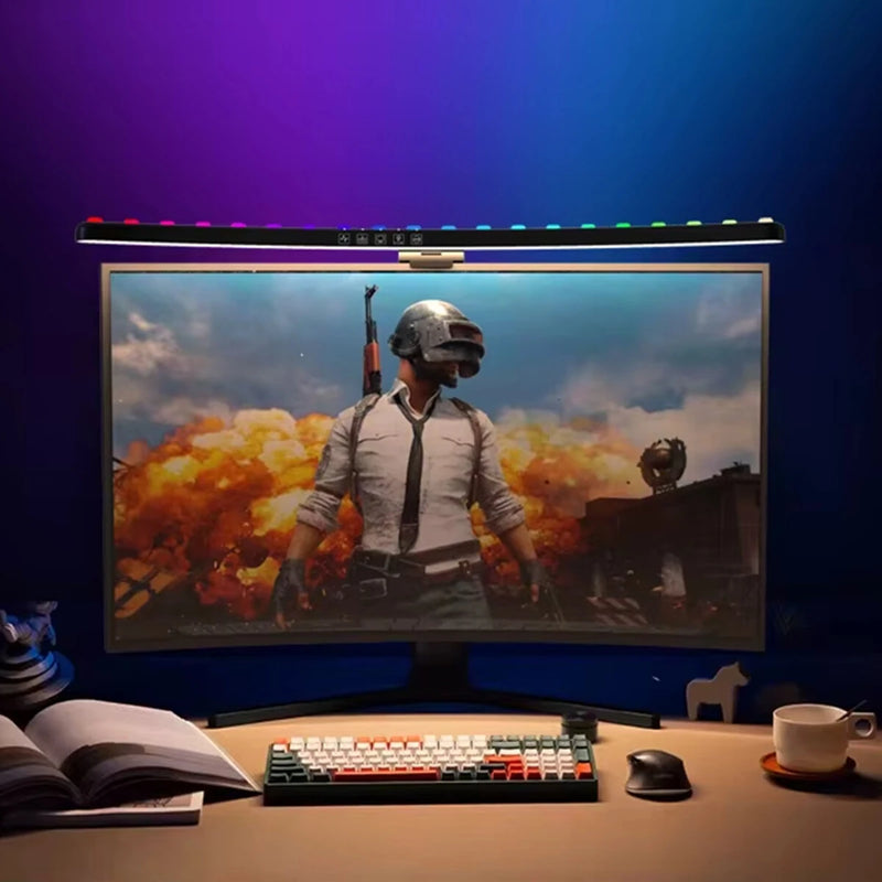 Curved/Straight Monitor Light Bar RGB Dynamic Pickup Stepless Dimming Adjustable Color Temperature Brightness Touch Control Eye Protection Gaming Desk Lamp