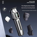 MARSKE MS-5077 5-in-1 Hair Clipper & Trimmer Kit with Chargine Base LED Display 5 Heads for Beard Nose Body Grooming 180Min Use & USB Charging