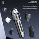MARSKE MS-5077 5-in-1 Hair Clipper & Trimmer Kit with Chargine Base LED Display 5 Heads for Beard Nose Body Grooming 180Min Use & USB Charging