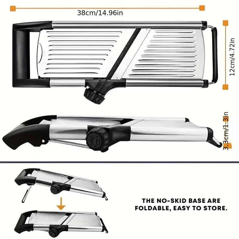 Multifunctional Vegetable Cutter Grater Food Slicer Adjustable Thickness for Cheese Fruits Vegetables Stainless Steel Food Cutter Slicer Dicer with Extra Brush for Kitchen