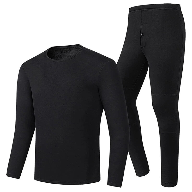 TENGOO HD-02B Heating Underwear Pant Set Fleece Lined Thermal Long Sleeves Trousers Men Women Heated Suit USB Electric Thermal Underwear for Winter