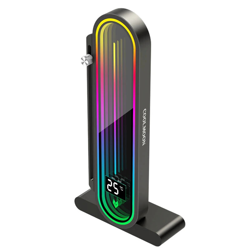 COOLMOON GH3Pro Temperature Display Magnetic Graphic Card Holder Support 5V ARGB Sync Vertical GPU Holder Aluminum Alloy Stand Bracket for Desktop Computer