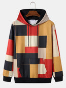 ChArmkpR Mens Hoodies Color Block Kangaroo Pocket Loose Drawstring Hoodies Sweatshirts