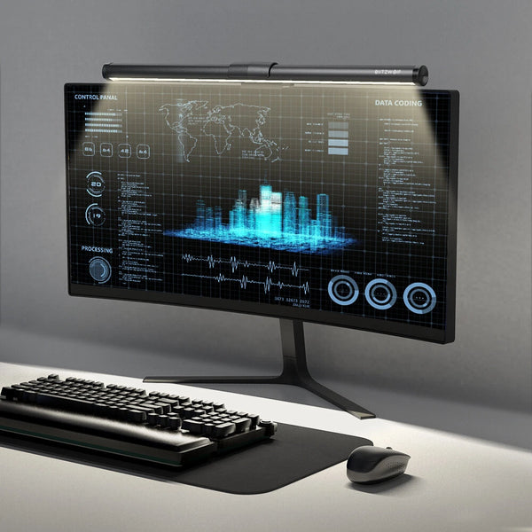 BlitzWolf BW-CML2 Air Monitor Light Bar Touch Control Eye Protection Anti-Glare 300-1000Lux Adjustable Cool/Mix/Warm Light Color Temperature USB e-Reading Light for Home Office PC Computer