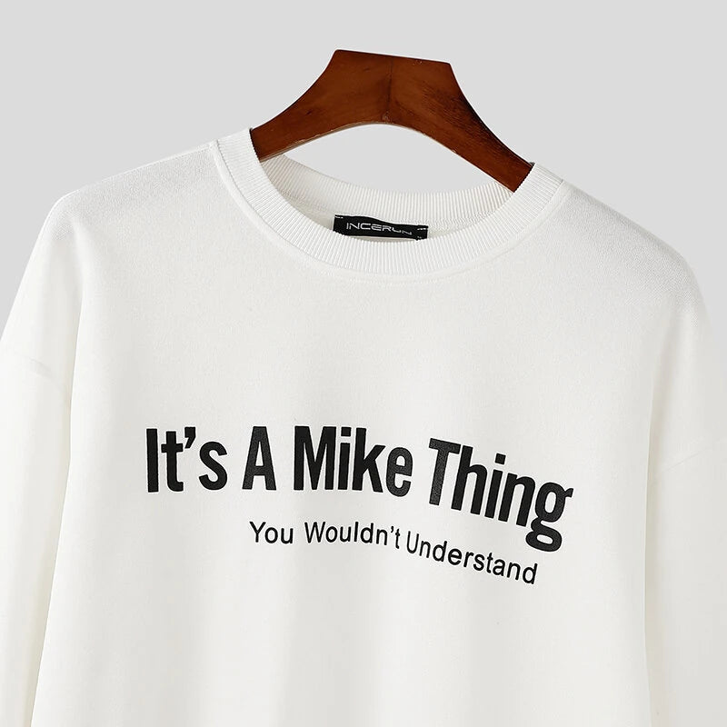 INCERUN Mens Letter Print Long-Sleeve Pullover Fashion Daily Casual Classic Basics Crew Neck Pullover Hoodies for Men Large Size S-5XL