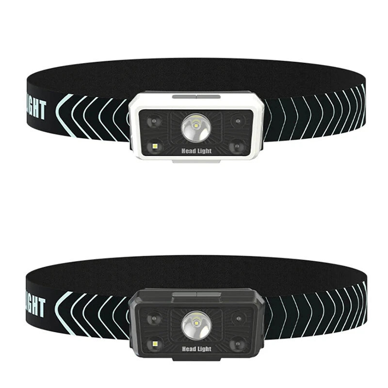 USB Rechargeable Powerful Sensor Headlamp Fishing Camping Head Flashlight 5 Mode Waterproof Spotlight Headlights Front Lantern for Fishing Camping Hiking