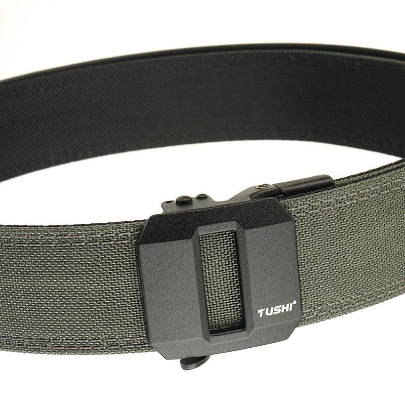 TUSHI Metal Buckle Tactical Belt for Men Adjustable Nylon Military Gun Belt Heavy Duty EDC Outdoor Sports Police Duty Waistband Work Utility Belt