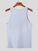 Mens Solid Crew Neck Rib-Knit Sleeveless Tank Top
