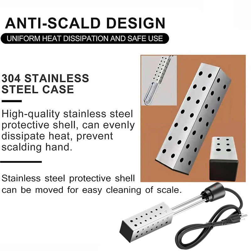 220V Immersion Water Heater 3000W Hot Tub Water Heater with Stainless Steel Shield and Hanging Head for Inflatable Pool Heater Home Tank Travel Winter Kids Pool