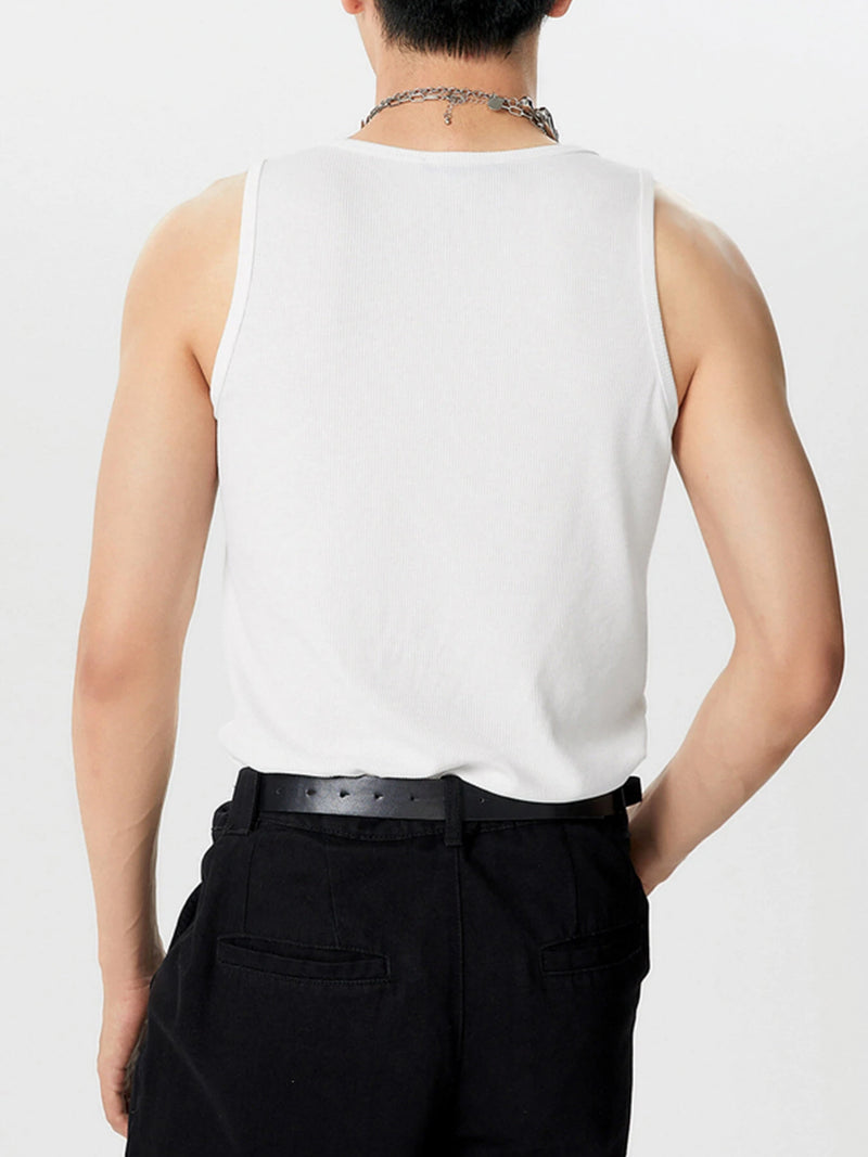 INCERUN Mens Simple Sport Solid Color Knitted Sleeveless Tank Top