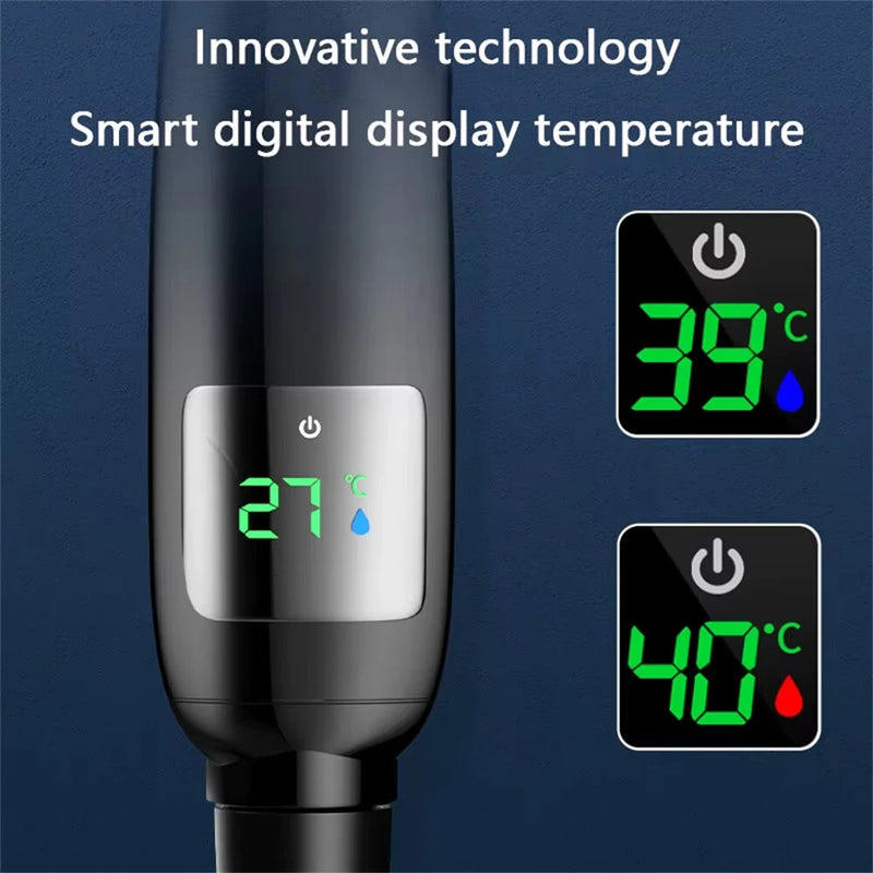 Shower Head High Pressure Digital Display Four Modes Handheld Bathroom Shower Accessory Water Saving Pressurized Adjustable Spray LED Temperature Display