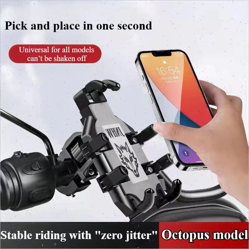 XANES 8 Claws Bicycle Phone Holder 360 Rotatable Shockproof Mobile Bracket for Motorcycle Bike Electric Vehicles