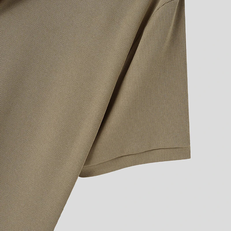 INCERUN Mens Shirt Solid Color Button Shirt Mens Lapel Short Sleeve Top Daily Casual Shirts S-5XL