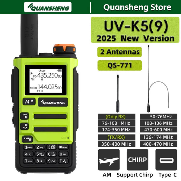 Quansheng UV-K5(9) 5W Walkie Talkie Long Range Transceiver Wireless Set Ham Amateur Receiver with AM FM Communication Two Way Radio