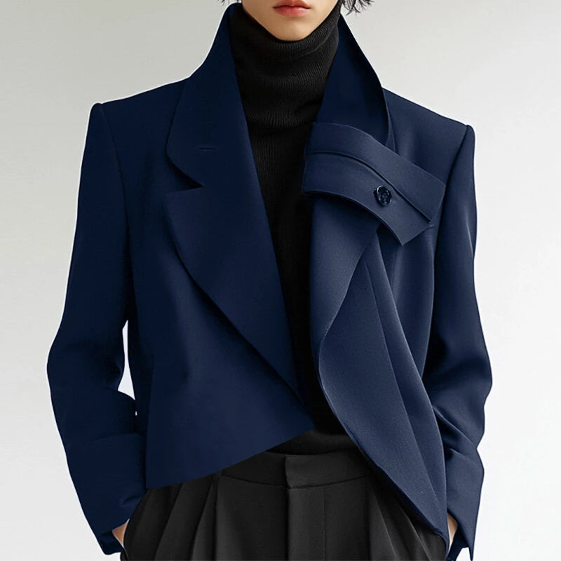 INCERUN Mens Solid Color Casual Long Sleeve Blazer Irregular Design Fashionable Men's Suit for Spring Fall