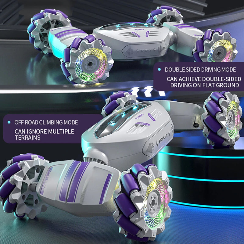 S-002 2.4G 4WD Stunt RC Car Watch Gesture Sensor Induction Deformation LED Light 360 Rotation Twist Drift Radio Remote Control Climbing Vehicle Model Children Kids Electronic Toys