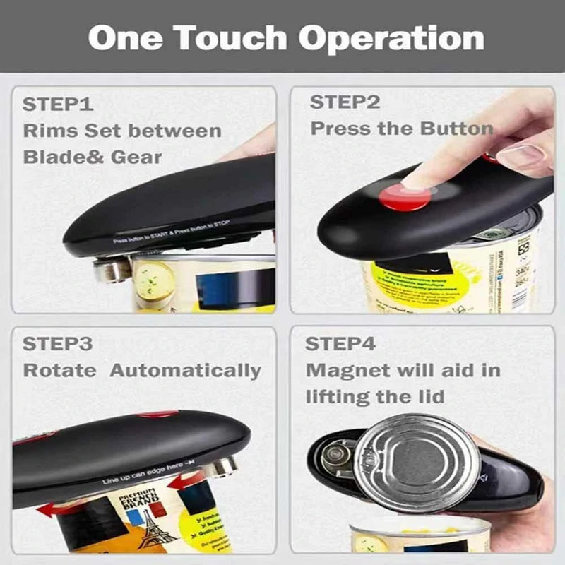 Electric Can Opener Handheld Automatic Bottle Opener Jar Can Tin Touch No Sharp Edges High Power Opener Can Kitchen Accessory