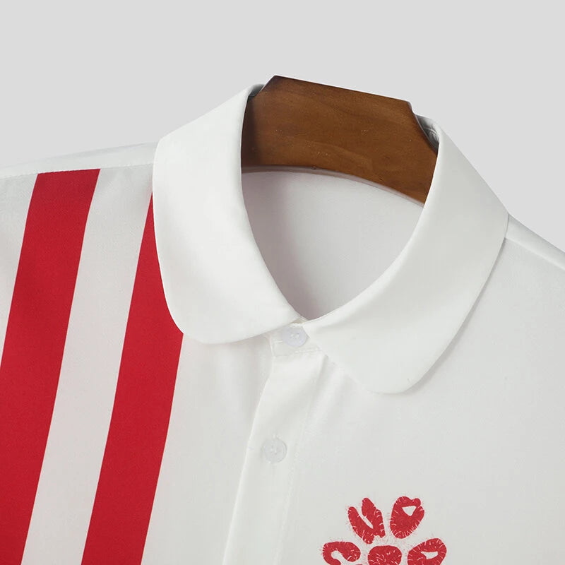 INCERUN Mens Floral Print Striped Long Sleeve Shirt Fashion Casual Button Up Lapel Top for Male Loose Fit S-5XL