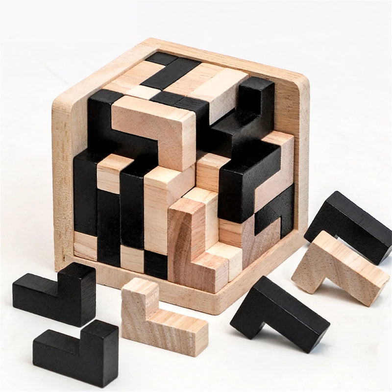 Wooden Cube Puzzle Letter 54T/54L Luban Locking Creative Educational Toy Brain IQ Mind Early Learning Game Gift Children