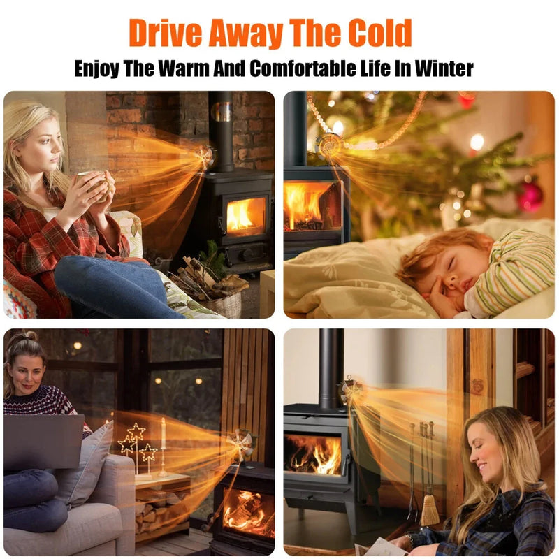 6-Blade Heat Powered Fireplace Fan Powered Fan With Temperature Display Strip Fireplace Fan Wood Fan Silent Operation Circulation