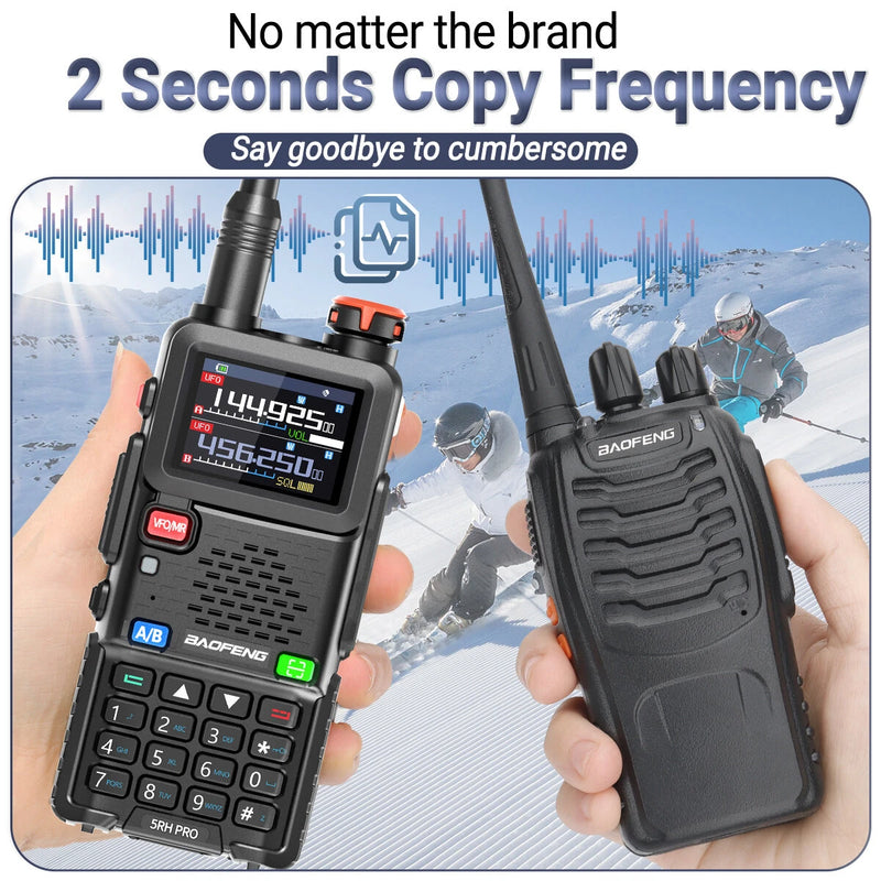 Baofeng UV-5RH PRO GPS Walkie Talkie Multi Band Wireless Copy Frequency NOAA Long Range Two Way Ham Radio Rechargeable Portable Handheld Communication Device