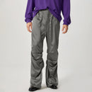 INCERUN Mens Satin Ruched Design Casual Pant Fashion Solid Color Loose Fit Straight Trousers