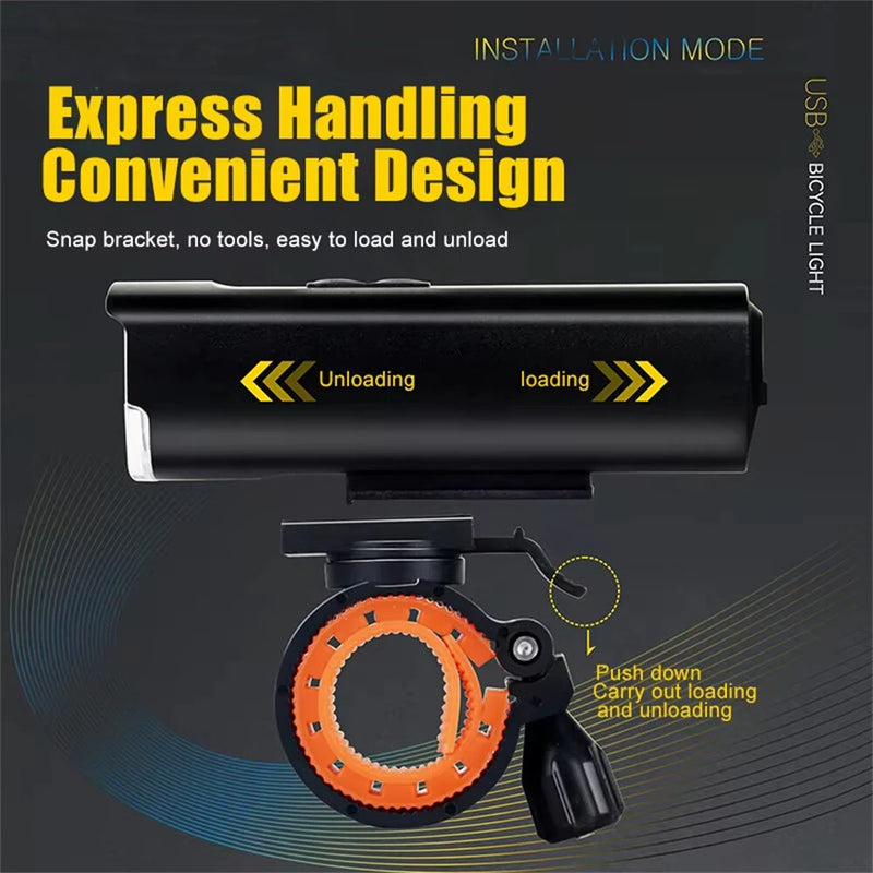 BENGGUO 1100LM Bicycle Headlight High-brightness IPX4 Waterproof Type-C Charging 8 Modes Bike Front Light for MTB Night Riding Safety