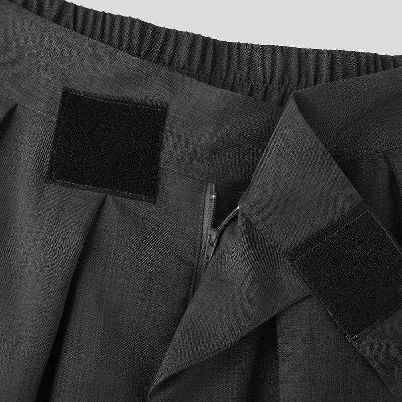 INCERUN Men Solid Color Straight Legged Pants Loose Fit Casual Hook Loop Zipper Long Trousers Large Size for Big Men S-5XL