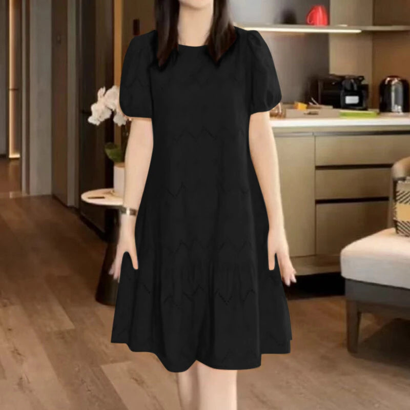 ZANZEA Elegant Style Women Dress Ladylike Puff Sleeve Dress Lace Patchwork Midi O Neck Dresses