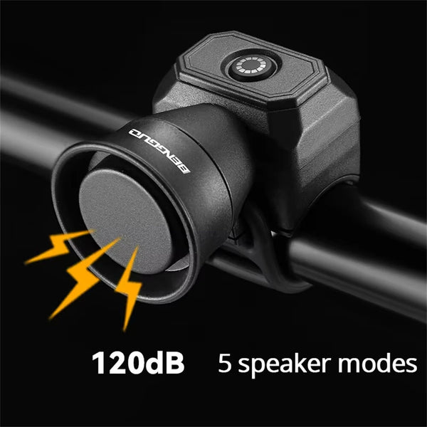 BENGGUO Bicycle Horn 120dB High Sound Bike Bell Horn 5 Light Modes 200mAh Type-C Waterproof Electric Horn for Cycling