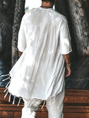 Mens Fringe Hem Half Sleeve Cardigan