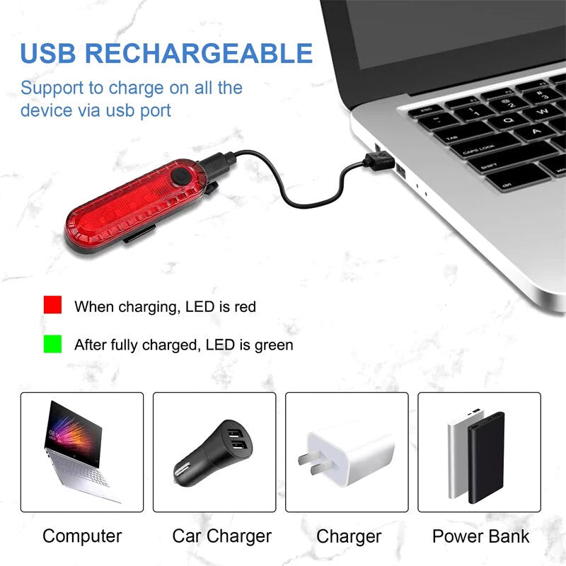 BIKIGHT Bike Taillight 650mAh Battery USB Rechargeable Red LED Bright Rear Light Waterproof Easy to Install Bicycle Light for Safety Cycling