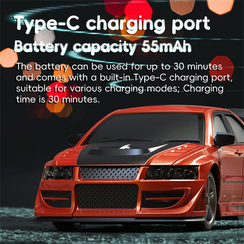 Turbo Racing C76 RTR 1/76 2.4G RWD Mini Drift RC Car Sports TC06 Chassis New Upgrade Motor THR-Curve Shocking Adjustable Wheelbase Micro LED Lights Full Proportional Vehicles Model Toys