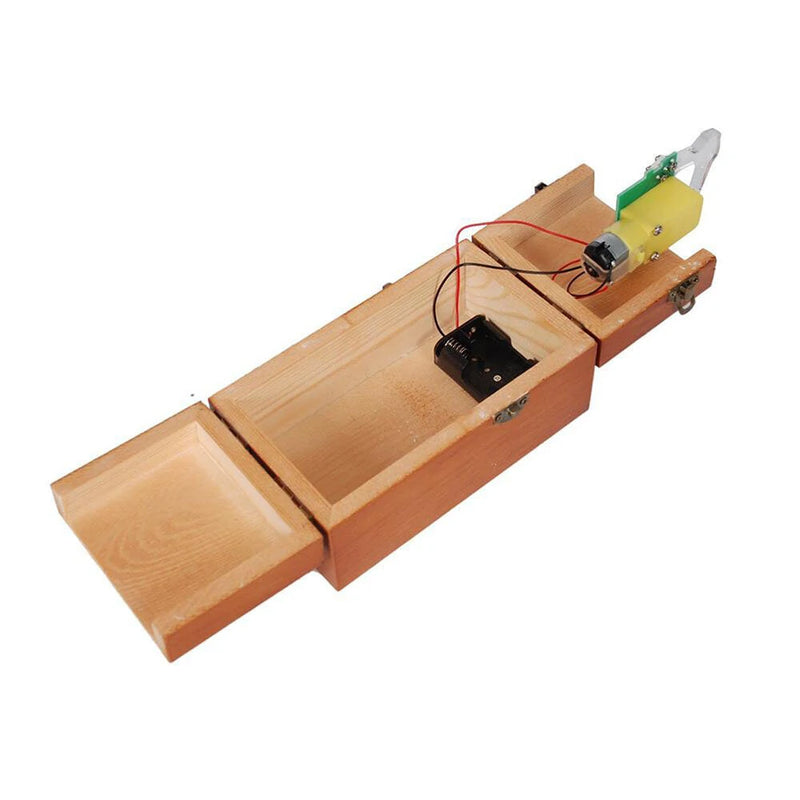 Brown Classic Wooden Useless Box Interactive Perpetual Machine Toy for Kids and Adults
