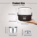 Janolia 1.3L 200W Portable Electric Lunch Box Food Warmer with Removable Stainless Steel Container Electric Heating Bento Lunch Box Food Storage Container EU Plug for Office and Home