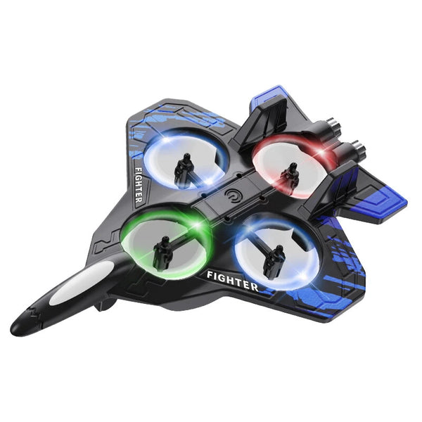 CZ01 2.4G EPP Hover Fighter Glider One-Key Circling 360 Roll 4 Turbofans 4CH LED RC Drone Airplane Quadcopter Stunt Glider RTF