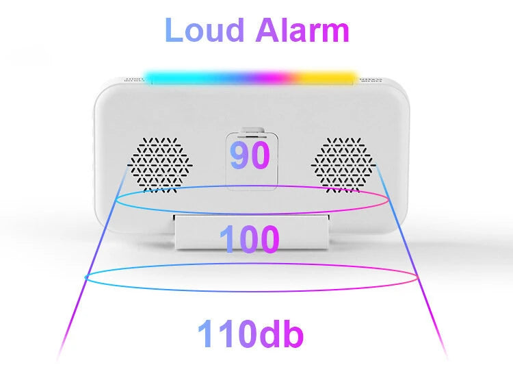 RGB Clock Simple Colored Light Electronic Clock Atmosphere Light Electronic Clock Multi-Function Alarm Clock Dual Display of Time and Week