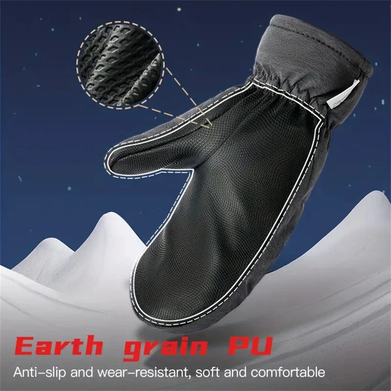 1Pair Outdoor Sports Waterproof Skiing Gloves Professional Thermal Warm Gloves Thick Windproof Snow Gloves Cycling Gloves