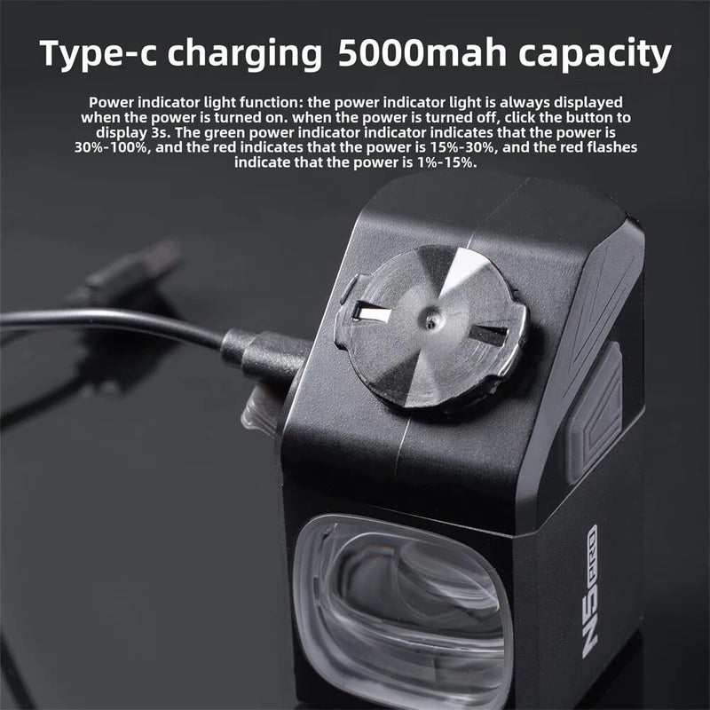 OFFBONDAGE N5 1000LM Wireless Remote Control Bicycle Headlight Type-C Charging IPX4 Waterproof Front Bike Light for MTB Ride Night Riding